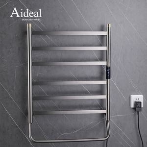 Radiateur chauffe-serviettes électrique en acier inoxydable 6 bars avec minuterie intégrée coupure de courant automatique avec étagère en <span class=keywords><strong>verre</strong></span> - Product Image 1
