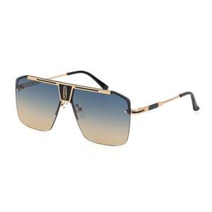 Lunettes de soleil de luxe rétro tendance en métal dégradé, grande monture, pour hommes et femmes, style carré surdimensionné - Product Image 4