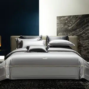ODM/OEM Hot sale four seasons universal grey embroidered skin-friendly 100% cotton bedding set