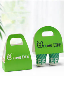 IMEE özel güçlü kahve kupası İçecek taşıyıcı <span class=keywords><strong>2</strong></span> paket kağıt bardak tutucu ile baz içecek taşımak kollu kutu - Product Image 5