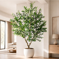 Vente en gros d'oliviers artificiels réalistes de taille réelle (6 pieds, 7 pieds, 8 pieds) avec pot, plante artificielle pour la décoration intérieure, salon, OEM