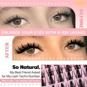 Extensions de cils A-RIX Manga Whispy Lash Clusters DIY, en PBT synthétique, imperméables, volume intense, pour greffe en salon et maquillage quotidien - Product Image 1