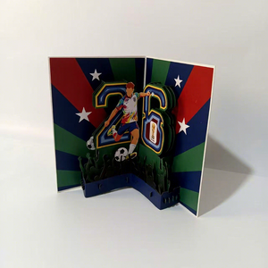 2026 New 3D Pop-Up Football Greeting <b>Card</b> Digital Printing Matte Varnishing Paper Global Soccer Tournament Birthday Gift Fans - Product Image 3