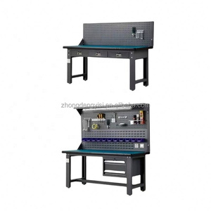 Industrial Workshop Staff Workstation Woodworking <b>Bench</b> with <b>Tool</b> Pegboard and Drawers Garage Storage Workbench - Product Image 5