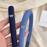 Serre-tête en velours fait main avec nœuds, style coréen rétro, polyvalent, doux, accessoire capillaire 2025, simple, unique, haut de gamme