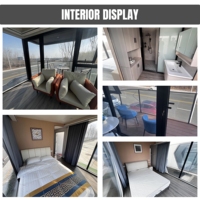 Cabine mobile modulaire, autonome, intérieur personnalisable, hébergement portable pour le camping en pleine nature