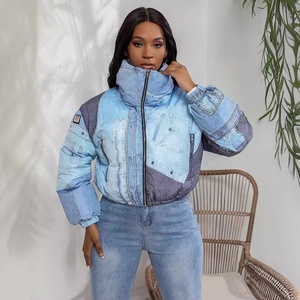 Piumini in Denim da donna imbottiti piumino abbigliamento da sci spesse Top trapuntato imbottito abbigliamento invernale giacca Parka - Product Image 2