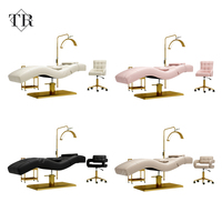 Turri Luxury Curved Eyelash Stretcher Stuhl Moderner Kosmetiker Stuhl Memory Foam Lash Bed Lifting Velvet Kunstleder