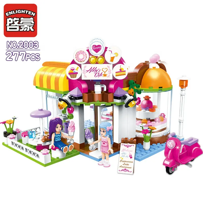 Amazon top sale 2020 new colorful Abby's Coffee Hut wholesale girl puzzle assembled town legoes building block kid build toys