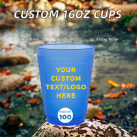 Gobelets en plastique jetables givrés personnalisables K-well 16 oz, classiques, texte/logo personnalisable, plusieurs couleurs, lot de 50, 6,5 g, tous modèles
