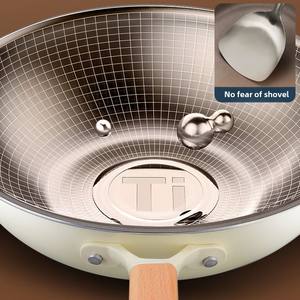 Pour titane céramique 316 acier inoxydable <span class=keywords><strong>Wok</strong></span> antiadhésif fond plat poêle à frire usage domestique cuisson Induction Compatible fer - Product Image 5