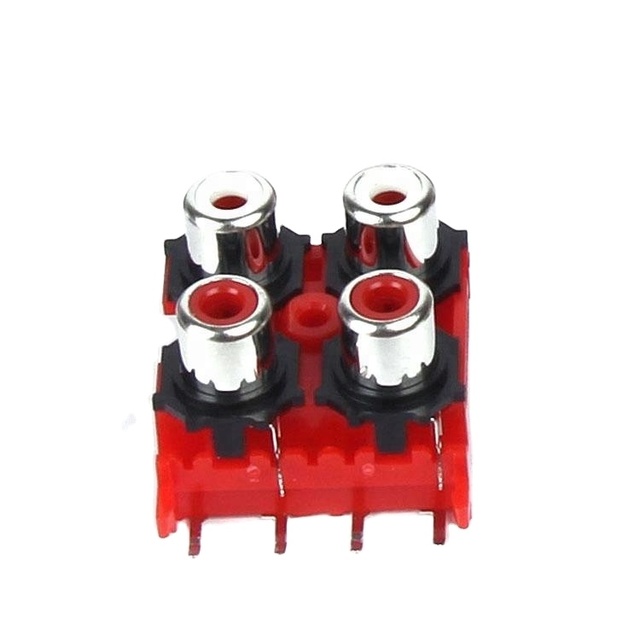 General Purpose Rca Jack for Pcb Mount JTELE AV rac Pin Jack Socket 4 Pin Rca Connector