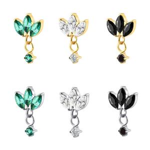 <b>Piercing</b> Stories ASTM F 136 <b>Titanium</b> Dangle Round CZ Threaded Ends <b>Piercing</b> <b>Jewelry</b> - Product Image 1