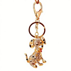 Personalized Luxury Metal Decoration Accessories Cartoon Cute Crystal Diamond Dog Car Keychain Pendant - Product Image 1