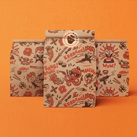 Sac en papier kraft OEM personnalisé avec logo, fond carré marron, en matériaux recyclés, pour emballage alimentaire de restaurants, pains, sushis, qualité alimentaire