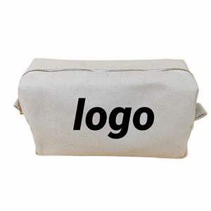 Pochette à maquillage avec logo personnalisé en stock, sac à main en toile de coton haute capacité pour cadeaux - Product Image 1