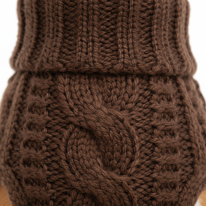 Pull pour <span class=keywords><strong>chien</strong></span> en tricot torsadé marron chocolat <span class=keywords><strong>fait</strong></span> <span class=keywords><strong>main</strong></span>, col roulé, pull chaud pour animaux de compagnie, <span class=keywords><strong>manteau</strong></span> d'hiver pour chiots de petite et moyenne taille - Product Image 2