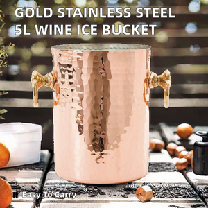 Cubo de Hielo Portátil de Acero Inoxidable Dorado para KTV y Bar, Enfriador de Vino Moderno Personalizado para Uso Doméstico, 5L, Estilo Americano - Product Image 2