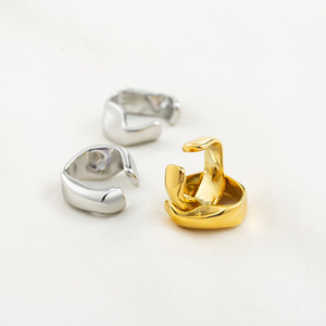 yunnique Geometric <b>Cuff</b> <b>Earrings</b> Gold And Steel Adjustable Ear Bone Clips For Unisex Fashion Jewelry - Product Image 2