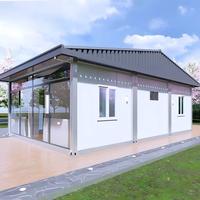 Maison préfabriquée en verre de luxe avec toit incliné, bureau modulaire, studio de jardin moderne pour usage commercial