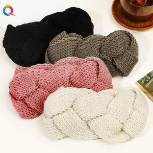 Qiyue Knitted Wool Braid Wide Headband Winter Fall Keep Warm Hair Band