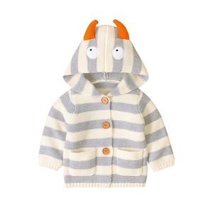 Abrigo con Capucha para Bebé Mimixiong, Cortavientos, Manga Larga, Diseño de Animales, Estilo Ganado, 100% Algodón Tejido, Bordado a Rayas - Product Image 1
