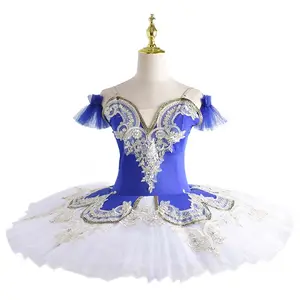 Abito in Tulle con tutù da balletto professionale per ragazza bianco blu rosa ginnastica body per danza con diamanti - Product Image 3