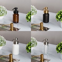 Flacon de savon en verre transparent avec pompe à mousse en métal, distributeur de savon pour les mains de 250 ml, récipient de savon liquide rechargeable pour salle de bain et cuisine