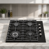 Table de cuisson à gaz encastrable 4 brûleurs à chauffage rapide 60 cm en verre trempé pour gaz GPL/GN