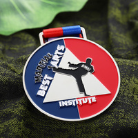 Médailles en alliage de zinc en gros, médailles rondes en émail 2D 3D, médailles plaquées argent, médailles de taekwondo et de karaté, logo personnalisé pour souvenirs