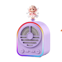 Mini haut-parleur portable pour enfants, décor de dessin animé interchangeable, 12 modes d'éclairage LED