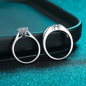 Anillo de moissanita de Plata de Ley 925 de 0,5 quilates, anillo clásico de diamantes emparejados para hombres y mujeres para boda, regalo de compromiso, fiesta - Product Image 5