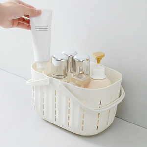White Rectangle <b>Storage</b> <b>Basket</b> With Handle For Bath And Desk Use - Product Image 2