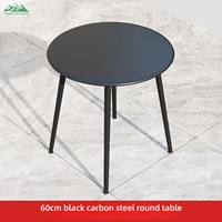 Table d'extérieur carrée Wayon en métal noir avec base croisée à quatre pieds pour jardin, patio, café et restaurant