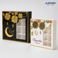 Boîte à chocolats de Noël carrée pliable recyclable avec fenêtre, 16 compartiments, en carton blanc, pour bonbons, vente en gros