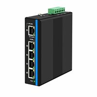 Switch PoE Industrial 1Uplink+4x802.3at 30W Alimentado por Energía Solar, Montaje en Riel DIN, IP40