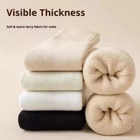 Chaussettes mi-mollet épaisses en tissu éponge tricoté pour femme, chaudes pour l'hiver, décontractées, en coton avec revers rembourré, pour usage quotidien