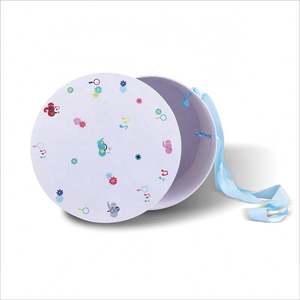 Custom Printed Cylinder Packaging Paper <b>Box</b> Hard Cardboard Round Boxes With Ribbon Handle - Product Image 2