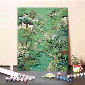 デジタル油絵DIY手描きヒーリング風景装飾絵画リビングルーム吊り絵画 - Product Image 2