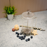 Cafetière en verre résistant à la chaleur Pot Coffee Shop Cadeau 600ml Service à café et thé en verre borosilicaté Cafetière presse française
