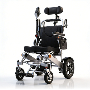 Fauteuil roulant électrique tout-terrain avec cadre entièrement en alliage d'aluminium, inclinable et réglable en hauteur, avec support cervical - Product Image 1