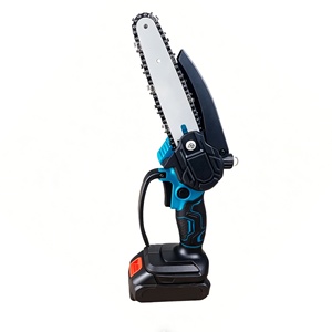 Mini-tronçonneuse industrielle à poignée supérieure, électrique 6 pouces, 2 batteries 3000 mAh, moteur 800 W, travail rapide, sans fil, pour la coupe de branches en bois - Product Image 1