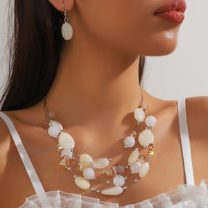 طقم مجوهرات فريد من نوعه على الطراز البوليوودي مطلي بالفضة، أنيق للعرائس، مرصع بالأحجار الكريمة، بلونين مختلطين، يشمل قلادة وأقراط للحفلات والأعراس - Product Image 4