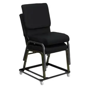 stackable interlocking rental church chair with arms with a book rack