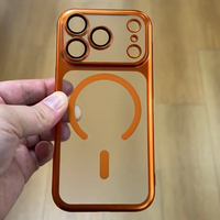 Coque de protection intégrale pour objectif d'appareil photo avec finition givrée pour 17 Air 15 16 14 Plus 13 Pro Max, anneau magnétique, antichoc, coque arrière rigide en PC