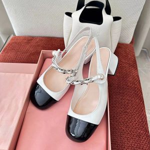 Luxurious original brand classic retro-style custom leather-decorated ladies Mary Jane high-heeled <b>shoes</b>, fairy-like - Product Image 1