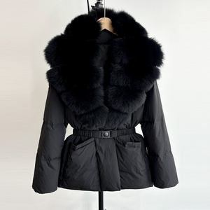 OFTBUY 2025 Parka Invernale da <span class=keywords><strong>Donna</strong></span>, Cappotto in Piuma d'Oca Bianca 90% con Vera Pelliccia di Volpe Naturale, Giacca Imbottita Calda e Spessa con Cintura, Impermeabile - Product Image 2
