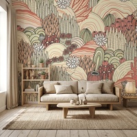 Papier peint mural personnalisé imperméable, motif cactus et succulentes pastel, dégradé doux, plantes du désert, pour chambre et salon