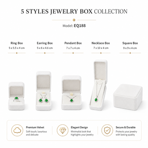 Cajas de Joyería de Terciopelo Verde de Lujo de Alta Gama, Juego de Varios Tamaños, Logotipo de Marca en Lámina Dorada, para Empaque de Regalos de Joyería de Moda - Product Image 2