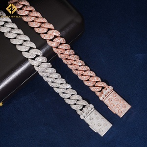 สร้อยคอแบบ Cuban Link ทรง Marquise เงินแท้ S925 รับรองโดย GRA ประดับเพชร VVS Moissanite ระดับ Iced Out  แบบฮิปฮอป  ประดับเพชรเต็มเส้น - Product Image 2